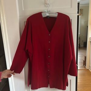 Landsend Red Button-Up Cardigan 3x
